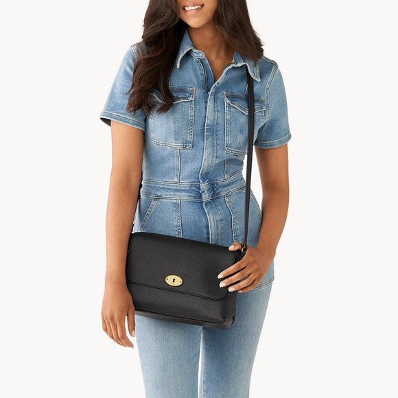 New Fossil Gabriella Medium Flap Crossbody Black - Picture 4 of 4